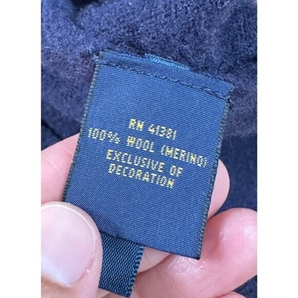 Polo Ralph Lauren Elbow Patch Merino Wool Cardigan Size Large Men’s Navy - Picture 4 of 8